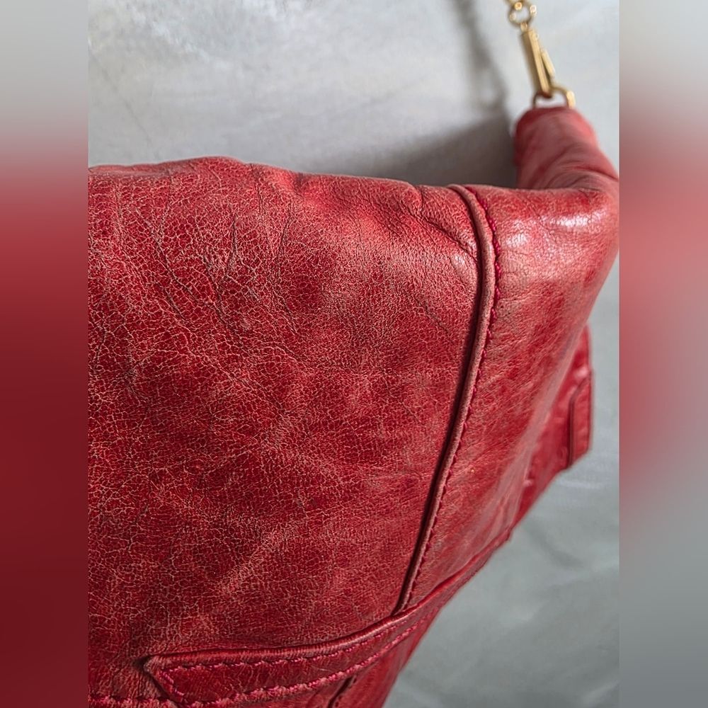 Rebecca Minkoff Clutch Crossbody Red Orange Leather Gold Hardware 13 x 9 - Picture 2 of 11